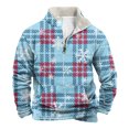 thumbnail image 1 of QHRMKOG 2025 Christmas Sweatshirt for Men Relaxed Fit Xmas Graphic Stand Up Collar Sweaters Warm Long Sleeve Quarter Zip Sweatshirt Fall Casual Tops with Pockets Blue L, 1 of 4