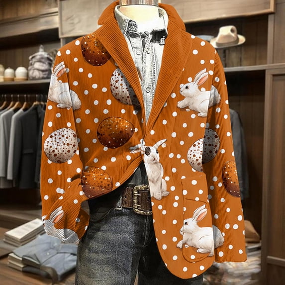 Printed Suit Men Fashion 2026.QHRMKOG 2026 Easter Men's Blazers & Suit Jackets Relaxed Fit Easter Egg ...