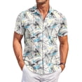 thumbnail image 1 of QHRMKOG Beach Shirts for Men Relaxed Fit Tropical Print Short Sleeve Hawaiian Shirts Breathable Holiday Button Down Beach Shirts Summer Casual Shirt White 4XL, 1 of 6