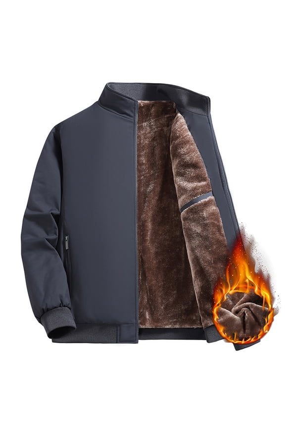 Bomber Jacket Men Relaxed Fit Full Zipper Baseball Jackets with Pockets Warm Cotton Lining Varsity Jackets Casual Outwear Gray 8XL