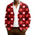 thumbnail image 1 of QHRMKOG Cardigan Sweaters for Men Cute Valentine's Day Heart Cardigans Graphic Loose Fit Long Sleeve V Neck Button Up Cardigan Sweaters Trendy Ribbed Knited Sweaters Red 2XL, 1 of 7