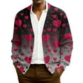 thumbnail image 1 of QHRMKOG Cardigan Sweaters for Men Cute Valentine's Day Heart Cardigans Print Relaxed Fit Long Sleeve V Neck Button Up Cardigan Sweater Trendy Ribbed Knit Sweaters Black 2XL, 1 of 7