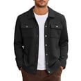 thumbnail image 1 of QHRMKOG Chambray Shirt Men Relaxed Fit Full Length Sleeve Shackets with Flap Pockets Button Down Jackets Fashion Shirt Jacket Black XL, 1 of 5
