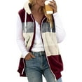 thumbnail image 1 of QHRMKOG Fleece Vest Women Full Zip Sleeveless Oversized Vest Cotton Casual Warm Fall Jacket Soild Lightweight Hooded Cardigan Sweaters for Women, Red L, 1 of 6
