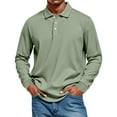 thumbnail image 1 of QHRMKOG Golf Polos for Men Athletic Quick Dry Full-Length Sleeve Collared Polo Shirt Trendy Loose Fit Button Golf Shirt Light Top Green 3XL, 1 of 8