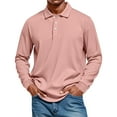 thumbnail image 1 of QHRMKOG Golf Polos for Men Sport Quick Dry Long Sleeve Collared Polo Shirt Fashion Relaxed Fit Button Golf Shirts Light Shirts Pink 2XL, 1 of 8