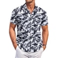 thumbnail image 1 of QHRMKOG Hawaiian Shirts for Men Loose Fit Print Short Sleeve Beach Shirts Light Tropical Holiday Button Down Hawaiian Shirts Summer Fashion Shirt Blue M, 1 of 6