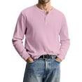 thumbnail image 1 of QHRMKOG Henley Shirts for Men Long Sleeve Modern Fit Thermal Basic Color Shirt Comfort T-Shirt Trendy Pullover Top Pink XL, 1 of 9