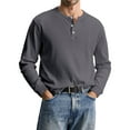 thumbnail image 1 of QHRMKOG Henley Shirts for Men Thermal Basic Color Long Sleeve Shirt Classic Fit Casual T-Shirt Trendy Pullover Tops Gray 2XL, 1 of 9