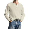 thumbnail image 1 of QHRMKOG Henley Shirts for Men Warm Solid Color Long Sleeve Shirt Modern Fit Casual T-Shirt Trendy Pullover Tops Brown 3XL, 1 of 9