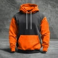 thumbnail image 1 of QHRMKOG Hooded Sweatshirt Men Trendy Color Block Pullover Hoodie Loose Fit Long Sleeve Drawstring Sweatshirts Winter Warm Top with Pockets Orange 2XL, 1 of 5
