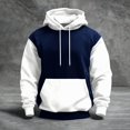 thumbnail image 1 of QHRMKOG Hoodies for Men Loose Fit Color Block Hooded Sweatshirts Casual Long Sleeve Drawstring Pullover Hoodie Fall Warm Tops with Pockets White L, 1 of 5