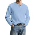 thumbnail image 1 of QHRMKOG Long Sleeve Henley Shirts for Men Modern Fit Thermal Basic Color Shirt Comfort T-Shirt Trendy Pullover Tops Blue S, 1 of 9