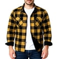 thumbnail image 1 of QHRMKOG Men Flannel Shirt Loose Fit Full Length Sleeve Button Down Shirt Jacket Winter Warm Fleece-Lined Jacket Casual Coat Yellow 3XL, 1 of 4