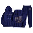 thumbnail image 1 of QHRMKOG Men Sweatsuits Sets Letter-printed Drawstring Hoodie & Sweatpants Sweatsuit Athletic Jogging Sets Trendy Outfit Blue XL, 1 of 2