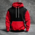 thumbnail image 1 of QHRMKOG Men's Hoodies Pullover Casual Color Block Hooded Sweatshirrt Loose Fit Long Sleeve Drawstring Hoodies Fall Warm Tops with Pockets Red 3XL, 1 of 5