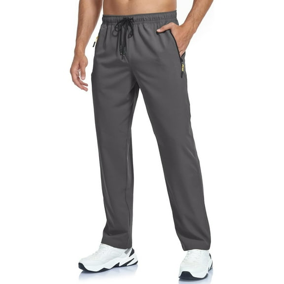 QHRMKOG Men's Pants Light Quick Dry Hiking Straight Leg Pant with Pockets Basic Color Travel Sweatpants Trendy Pantlones Gray XL