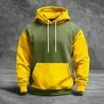 thumbnail image 1 of QHRMKOG Men's Pullover Hoodies Casual Color Block Hooded Sweatshirts Loose Fit Long Sleeve Drawstring Hoodies Autumn Warm Tops with Pockets Yellow 2XL, 1 of 5