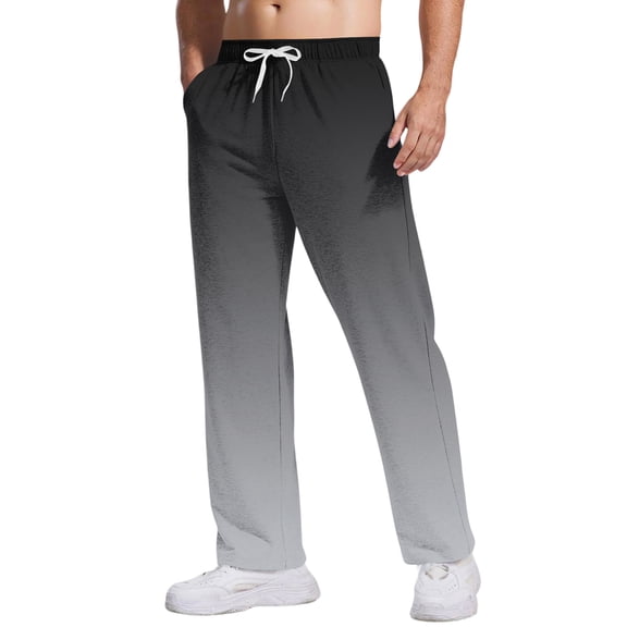 QHRMKOG Men's Sweatpants Tie- Gradient Drawstring Elastic Waist Joggers Loose Fit Outdoor Straight Leg Sweatpants Fashion Trousers with Pockets Gray M