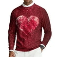 thumbnail image 1 of QHRMKOG Men's Valentines Day Sweater Romantic Heart Print Pullover Relaxed Fit Long Sleeve Round Neck Sweaters Autumn Casual Top Red S, 1 of 5