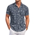 thumbnail image 1 of QHRMKOG Mens Beach Shirts Loose Fit Tropical Print Short Sleeve Hawaiian Shirt Breathable Holiday Button Down Beach Shirts Summer Trendy Shirts Blue M, 1 of 6