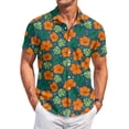 thumbnail image 1 of QHRMKOG Mens Beach Shirts Relaxed Fit Tropical Print Short Sleeve Hawaiian Shirts Breathable Holiday Button Down Beach Shirt Summer Casual Top Orange 3XL, 1 of 6