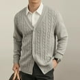 thumbnail image 1 of QHRMKOG Mens Cardigan Loose Fit Long Sleeve V Neck Knit Cardigan Sweaters 2025 Fall Casual Button Up Sweater Trendy Clothing Gray 2XL, 1 of 4
