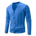 thumbnail image 1 of QHRMKOG Mens Cardigan Relaxed Fit Long Sleeve V Neck Knit Cardigan Sweater 2025 Fall Comfort Button Up Sweaters Trendy Clothes Blue XL, 1 of 5
