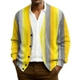thumbnail image 1 of QHRMKOG Mens Cardigan Relaxed Fit Mardi Gras Carnival Print V Neck Cardigan Sweater Trendy Long Sleeve Button Cardigan Fall Kniteed Sweater Yellow M, 1 of 7