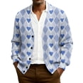 thumbnail image 1 of QHRMKOG Mens Cardigan Romantic Valentine's Day Heart Cardigan Sweaters Print Relaxed Fit Long Sleeve V Neck Button Up Cardigan Casual Ribbed Knited Sweater Blue M, 1 of 7