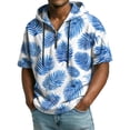 thumbnail image 1 of QHRMKOG Mens Hoodie Trendy 1/4 Zip Street Hooded Sweatshirts Loose Fit Hawaiian Print Drawstring Hoodie 2026 Spring Short Sleeve Top Blue M, 1 of 8