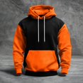 thumbnail image 1 of QHRMKOG Mens Hoodies Pullover Fashion Color Block Hooded Sweatshirrt Loose Fit Long Sleeve Drawstring Hoodie Fall Warm Tops with Pockets Orange L, 1 of 5