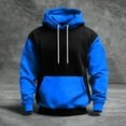 thumbnail image 1 of QHRMKOG Mens Hoodies Pullover Fashion Color Block Hooded Sweatshirrt Relaxed Fit Long Sleeve Drawstring Hoodie Fall Warm Top with Pockets Blue 2XL, 1 of 5