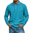 thumbnail image 1 of QHRMKOG Mens Polo Shirts Athletic Quick Dry Full-Length Sleeve Collared Golf Shirts Casual Loose Fit Button Shirt Lightweight Tops Blue 2XL, 1 of 8