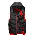 thumbnail image 1 of QHRMKOG Mens Puffer Vest Warm Solid Color Zipper Sleeveless Hooded Vests with Pockets Relaxed Fit Outdoor Jacket Trendy Outerwear Black 3XL, 1 of 3