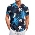 thumbnail image 1 of QHRMKOG Mens Short Sleeve Shirts Relaxed Fit Tropical Print Hawaiian Shirts Light Holiday Button Down Beach Shirts Summer Fashion Shirt Black XL, 1 of 6