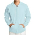 thumbnail image 1 of QHRMKOG Mens Sweatshirt Zipper Long Sleeve Big and Tall Hoodies Winter Lightweight Fashion Cotton Drawstring Oversize Sweater Casual with Pocket Jackets Light Blue 3XL-Large, 1 of 8