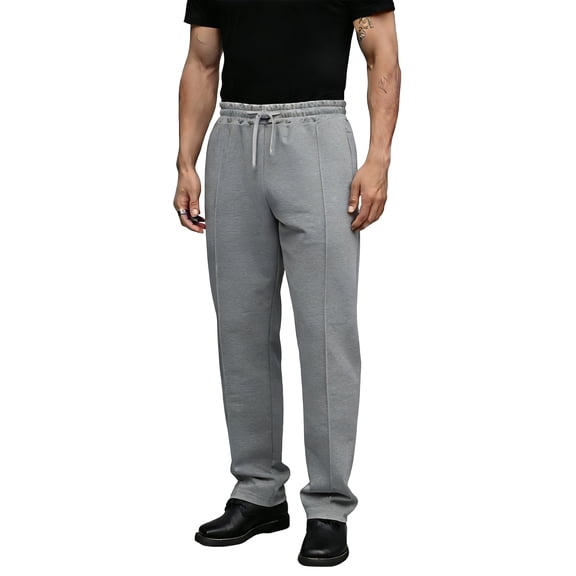 QHRMKOG Pants Fot Men Loose Fit Drawstring Elastic Waist Joggers Solid Color Hiking Straight Leg Sweatpants Casual Trousers with Pockets Gray 3XL