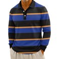 thumbnail image 1 of QHRMKOG Polo Long Sleeve Shirts for Men Relaxed Fit Striped Golf Shirt Casual Collared Golf Tshirt Fashion Top Blue XL, 1 of 6