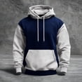 thumbnail image 1 of QHRMKOG Pullover Hoodies for Men Trendy Color Block Hooded Sweatshirrt Relaxed Fit Long Sleeve Drawstring Hoodie Winter Warm Tops with Pockets Gray 3XL, 1 of 5