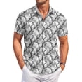 thumbnail image 1 of QHRMKOG Short Sleeve Shirts for Men Relaxed Fit Tropical Print Hawaiian Shirts Breathable Holiday Button Down Beach Shirts Summer Trendy Tops Gray L, 1 of 6
