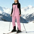 thumbnail image 1 of QHRMKOG Ski Jumpsuit Women Windproof Ski Overalls Winter Warm Snow Bibs Fashion Adjustable Shoulder Strap Ski Pants Pink L, 1 of 7