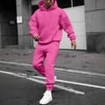 thumbnail image 1 of QHRMKOG Sweat Suits Men Basic Color Full Length Sleeve Hoohed Sweatshirt and Sweatpants Fashion Tracksuit with Pockets Athletic Fit Set Pink M, 1 of 6