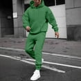 thumbnail image 1 of QHRMKOG Sweat Suits Men Solid Color Long Sleeve Hoohed Sweatshirt and Sweatpants Fashion Tracksuits with Pockets Athletic Fit Set Green M, 1 of 6