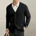 thumbnail image 1 of QHRMKOG Sweaters for Men Relaxed Fit Long Sleeve V Neck Knit Cardigan Sweaters Casual Button Up Cardigans Fashion Clothes Black M, 1 of 4