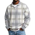 thumbnail image 1 of QHRMKOG Sweatshirt Men Vintage Button Plaid Shirt Pullover Relaxed Fit Trendy Stand Up Collar Sweatshirt Fall Warm Long Sleeve Top White 2XL, 1 of 4