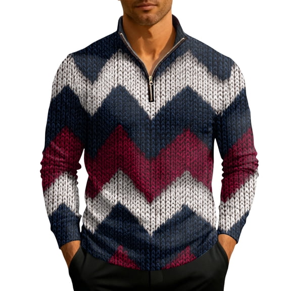 QHRMKOG Sweatshirts for Men Warm Textured Printed 1/4 Zip Pullover Loose Fit Sport Stand Collar Sweatshirt Autumn Fashion Long Sleeve Top White S