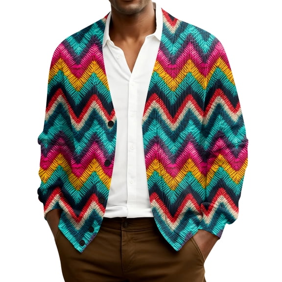 QHRMKOG Valentine's Day Cardigan for Men Romantic Heart Graphic Cardigan Sweater Trendy Long Sleeve V Neck Button Up Cardigans Relaxed Fit Ribbed Knited Sweaters Yellow XL