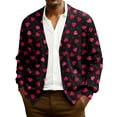 thumbnail image 1 of QHRMKOG Valentine's Day Cardigan Sweaters for Men Cute Heart Cardigan Print Relaxed Fit Long Sleeve V Neck Button Up Cardigan Sweaters Trendy Ribbed Knit Sweaters Black 4XL, 1 of 7
