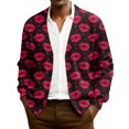 thumbnail image 1 of QHRMKOG Valentine's Day Cardigan Sweaters for Men Romantic Heart Cardigan Graphic Loose Fit Long Sleeve V Neck Button Up Cardigan Sweater Casual Ribbed Knited Sweater Pink L, 1 of 7